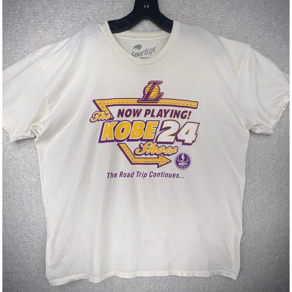 Sportiqe LA Lakers Kobe Bryant 24 Show ESPN T-Shirt Mens XXL Cream White